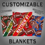 Personalized Football Multicolor Soft Throw Blanket with Text Birthday Game Day Team Gift for Football Lovers Players