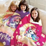 Personalized Fantasy Unicorn Dreamy Moon Soft Throw Blanket with Name Home Decor Birthday Baby Shower Gift for Girls