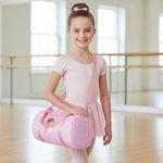 Personalised Ballet Girl Theme Striped Large Seersucker Duffle Bag with Name and Shoulder Strap Back to School Birthday Gift for Girl Dance Lover