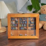 Personalised Anxiety Relief Wooden Miniature Bookshelf with Text and Mini Books Home Library Decor Birthday Gift for Book Lovers