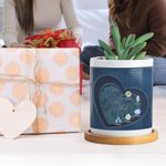 Personalized Vintage Heart Birth Flower Ceramic Plant Pot with 1-12 Names and Title Home Decor Christmas Gift for Mom Grandma