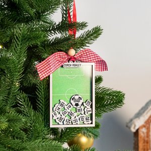 Personalized Soccer Field Jerseys Shaker Ornament with 1-20 Names and Numbers Team Club Appreciation Christmas Gift for Coach Manager Teammate