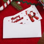 Personalized Santa Claus Initial Card Wallet with Name and Envelope Christmas Party Gift for Family Friend
