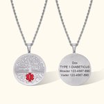 Gepersonaliseerde Gegraveerde Medisch ID Sieraden met Familieboom Roestvrijstalen Ketting voor Dames Heren en Grootouders