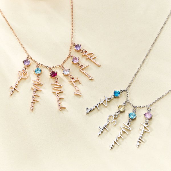 Henkilökohtainen 1-8 Birthstone & nimi roikkuu riipuksia perheen kaulakoru syntymäpäivä vuosipäivä joululahja naisille isoäiti äiti