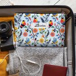 Personalisierte Folklore-Design Blumen Kosmetiktasche mit Namen Reisezubehör Geburtstag Jahrestag Geschenk für Damen Freunde