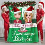 Personalisierte Festliche Cartoon-Figur Kuscheldecke mit Namen und Katze Haus Deko Weihnachtsgeschenk für Paare