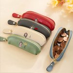 Personalized Fashion Girl Birth Flower Mini PU Leather Coin Purse with Name Daily Travel Accessories Birthday Christmas Gift for Women Girls