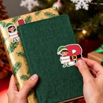 Personalized Cartoon Cute Elf Waterproof Stickers Labels with Initial and Name Christmas Party Decor Gift for Family Kids