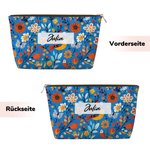 Personalisierte Folklore-Design Blumen Kosmetiktasche mit Namen Reisezubehör Geburtstag Jahrestag Geschenk für Damen Freunde