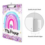 Personalized Glitter Rainbow Apple Acrylic Clipboard with Text School Supplies Teacher Appreciation Week Gift for Teachers