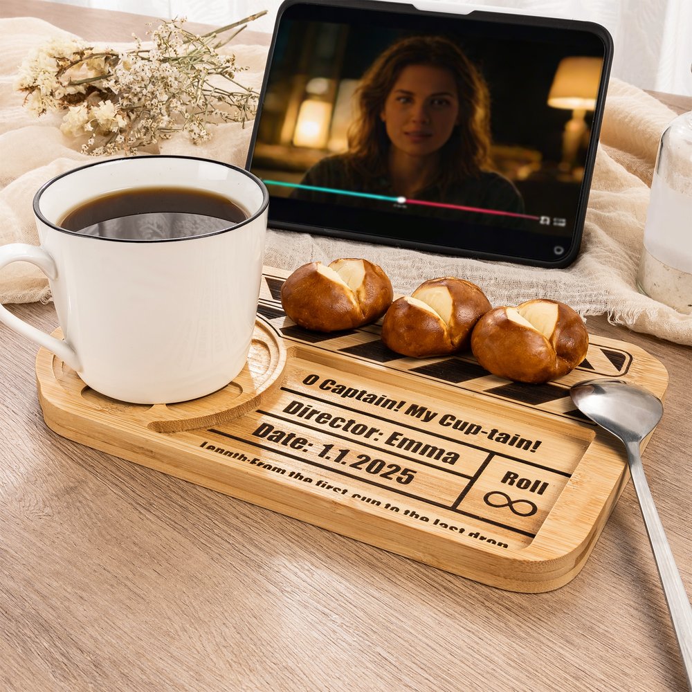 Personlig klaffbräda med filmlinjer Namn och datum Daglig användning Födelsedagspresent till matlagningsälskare Te-entusiaster