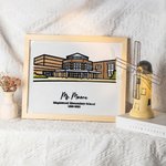 Personalized School Building Photo Embroidery Framed Painting with Text Wall Decor End of School Farewell Retirement Gift for Teachers