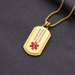 Personlig identifiering Medicinsk varningssymbol ID-tagg halsband med graverade texter Nödsituation Överlevnad Födelsedagspresent för vänner familj