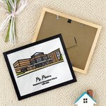 Personalized School Building Photo Embroidery Framed Painting with Text Wall Decor End of School Farewell Retirement Gift for Teachers