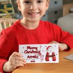 Personalized Santa Claus Initial Card Wallet with Name and Envelope Christmas Party Gift for Family Friend