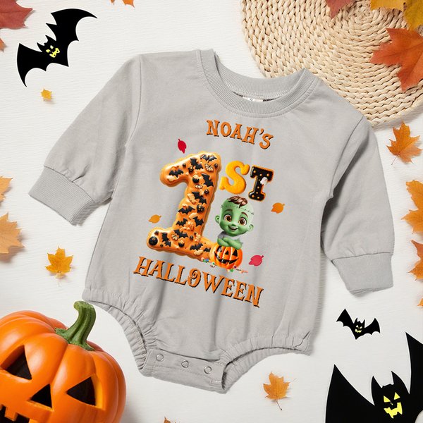 Personalised Cute Halloween Costume Cartoon Character Baby Romper with Name 1st Halloween Gift for Baby New Parents