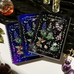 Personalized Gothic Starry Sky Herbal A5 Spiral Notebook with Name Daily Use Halloween Gift for Book Lovers Goth Herbal Enthusiasts