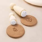 Personalized Clay Pottery Stamp with Text and Wood Round Handle Birthday Pottery Making Gift for Handicraft Lovers Pottery Makers