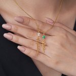 Personalisierte 1-8 Birthstone & Name Hanging Anhänger Familie Halskette Geburtstag Jahrestag Weihnachten Geschenk für Frauen Oma Mom