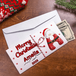 Personalized Santa Claus Initial Card Wallet with Name and Envelope Christmas Party Gift for Family Friend