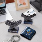 Personalized 3D Printed Pistol Card Holder Plaque with Name Office Desk Decor Appreciation Birthday Gift for Police Veterans Gun Lovers