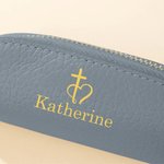 Personalised Cross Multicolour Mini PU Leather Coin Handbag Rosary Bag with Name Birthday Religious Baptism Gift for Christians Catholic