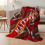 Personalized Football Multicolor Soft Throw Blanket with Text Birthday Game Day Team Gift for Football Lovers Players