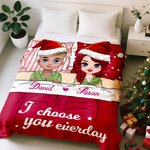 Personalisierte Festliche Cartoon-Figur Kuscheldecke mit Namen und Katze Haus Deko Weihnachtsgeschenk für Paare