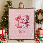 Personalized Cute Cartoon Santa Hat Snowman Initial Word Cloud Soft Tassel Blanket with Name Home Decor Christmas Anniversary Gift for Family