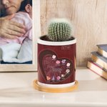 Personalized Vintage Heart Birth Flower Ceramic Plant Pot with 1-12 Names and Title Home Decor Christmas Gift for Mom Grandma