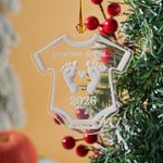 Personalized Baby Bodysuit Pregnancy Announcement Ornament with Text and Year Christmas Tree Home Decor Birthday Gift for New Parents