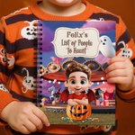 Personalized Funny Halloween Costume 3D Cartoon Character A5 Spiral Notebook with Name Title and 120 Lined Pages Halloween Gift for Kids Family