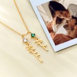 Personalisierte 1-8 Birthstone & Name Hanging Anhänger Familie Halskette Geburtstag Jahrestag Weihnachten Geschenk für Frauen Oma Mom
