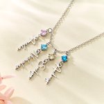 Personalisierte 1-8 Birthstone & Name Hanging Anhänger Familie Halskette Geburtstag Jahrestag Weihnachten Geschenk für Frauen Oma Mom