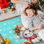 Personalized Cute Cartoon Santa Hat Snowman Initial Word Cloud Soft Tassel Blanket with Name Home Decor Christmas Anniversary Gift for Family