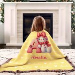 Personalized Cute Cartoon Santa Hat Snowman Initial Word Cloud Soft Tassel Blanket with Name Home Decor Christmas Anniversary Gift for Family