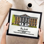 Personalized School Building Photo Embroidery Framed Painting with Text Wall Decor End of School Farewell Retirement Gift for Teachers