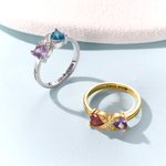 Personalized Heart Birthstones Infinity Ring with Engraved Names and Text Birthday Anniversary Engagement Gift for Women