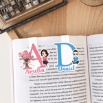 Personalised Birth Flower Bouquet Cartoon Character Magnetic Bookmark Clip with Initial and Name Birthday Gift for Bookworms