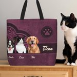 Bolsa grande personalizada con patrón retro 1-3 fotos de animal y nombre regalo de cumpleaños para dueña de perro y amantes de los animales