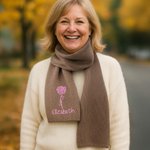 Personalized Embroidered Birth Flower Soft Warm Knit Scarf with Name Fashion Accessory Birthday Gift for Men Women Family