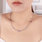 Personalized 1-5 Heart-Shaped Birthstones Necklace Exquisite Jewellery Mother's Day Birthday Anniversary Gift for Women