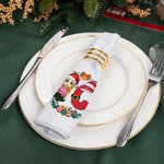 Personalisierte Weihnachtsmannmütze Cartoon Charakter 100% Baumwolle wiederverwendbare Serviette mit Namen und Initialen Tischdekoration Weihnachtsgeschenk für Familie Freund