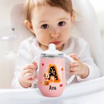 Personalized 3D Style Cartoon Character Halloween Theme Initial 10 oz Insulated Name Sippy Cup with Lid and Handle Halloween Gift for Toddler Kids