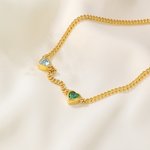 Personalized 1-5 Heart-Shaped Birthstones Necklace Exquisite Jewellery Mother's Day Birthday Anniversary Gift for Women