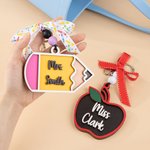 Personlig Apple Pencil Ribbon Lanyard Nyckelring Väska Charm med text Lärare Uppskattning Present för lärare