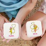 Boîte à bijoux personnalisée en cuir PU avec nom Accessoire de voyage Cadeau d'anniversaire pour filles | Callie × Marsupilami®.