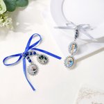 Personalized Multicolor Ribbon Vintage Oval Photo Bouquet Charm with Beads and Heart Pendant Engagement Wedding Gift for Bride Couple