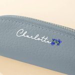 Personalised Birth Flower Multicolor Mini Genuine Leather Coin Handbag Makeup Bag with Name Travel Essential Birthday Annivesary Gift for Women